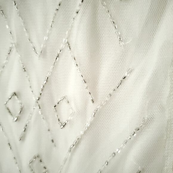 Y2K 90s Abercrombie Fitch Slip Dress XS Ivory Mesh Silver Bead Party NEW - Picture 3 of 12